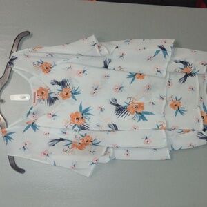 Juicy Couture Island Breeze Blouse pale blue/green, pink/orange flowers size med